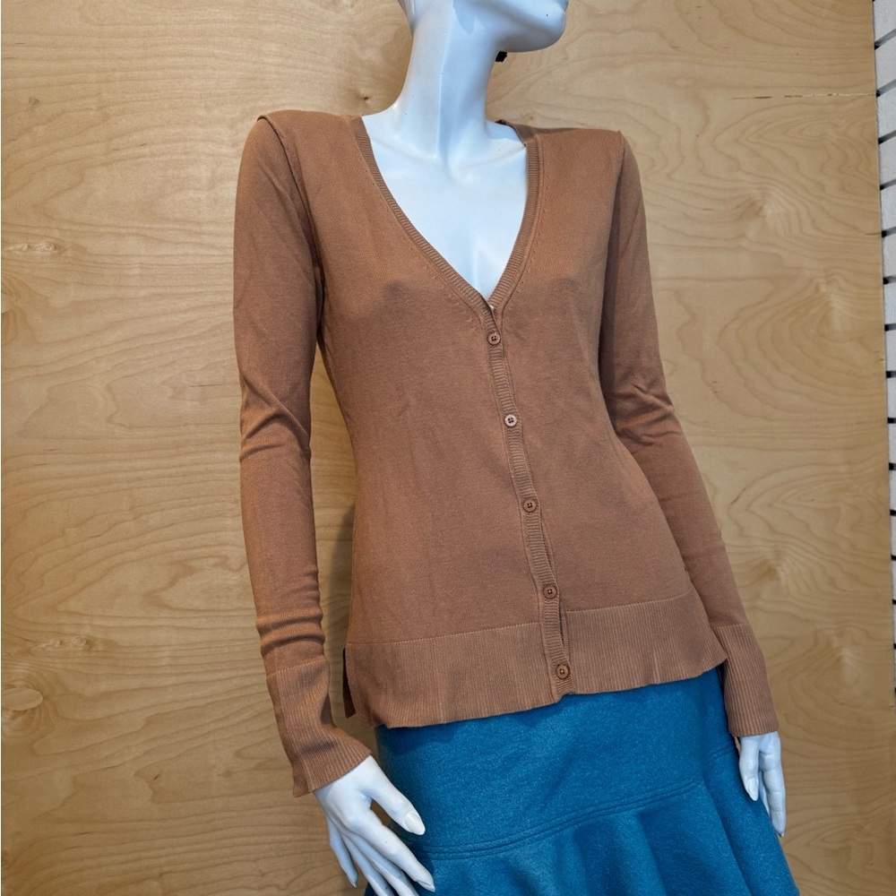 Camel brown V-neck sweater